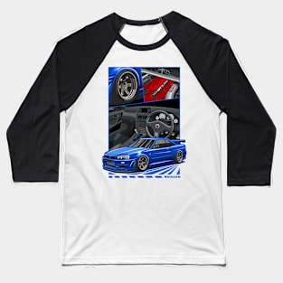 Nissan Skyline GTR R-34 Baseball T-Shirt